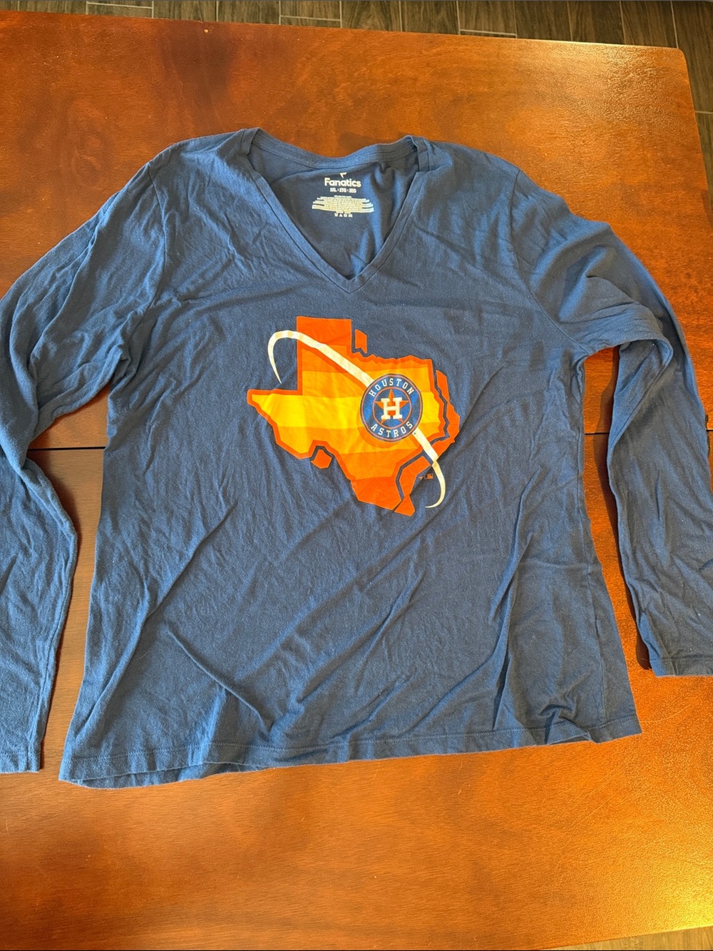 Fanatics Navy Long-Sleeve V-Neck Houston Astros Kids Shirt